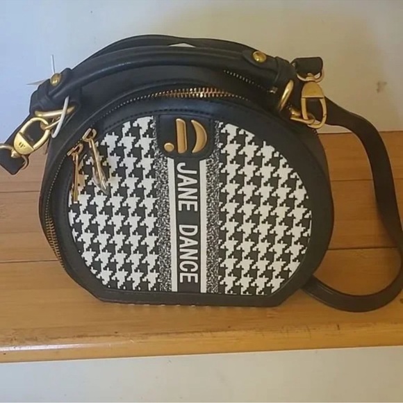 Handbags - Round Houndstooth Print Handbag
